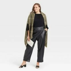 Outlet ✨ Women's Plus Size Plaid Wrap Jacket - A New Day™ Olive One Size ✨ -A New Day Sales 2022 unnamed file 566