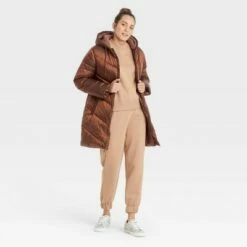 Deals 🧨 Women's Mid Length Shine Puffer Jacket - A New Day™ 😀 -A New Day Sales 2022 unnamed file 569