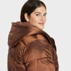 Deals 🧨 Women's Mid Length Shine Puffer Jacket - A New Day™ 😀 -A New Day Sales 2022 unnamed file 570