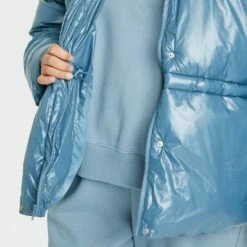 Discount ⌛ Women's Medium Length Wet Look Puffer Jacket - A New Day™ 🎁 -A New Day Sales 2022 unnamed file 580