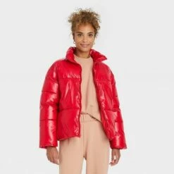 Cheapest ❤️ Women's Short Wet Look Puffer Jacket - A New Day™ ⭐ -A New Day Sales 2022 unnamed file 596