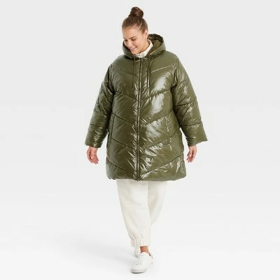 Wholesale ❤️ Women's Mid Length Wet Look Puffer Jacket - A New Day™ 😀 4 Wholesale ❤️ Women's Mid Length Wet Look Puffer Jacket - A New Day™ 😀 - Image 2