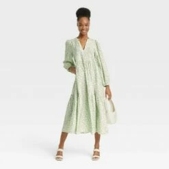 Discount 😉 Women's Long Sleeve Tiered 👗 Dress - A New Day™ 🥰 -A New Day Sales 2022 unnamed file 682