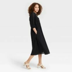 Flash Sale 🛒 Women's Balloon 3/4 Sleeve Eyelet 👗 Dress - A New Day™ 🔔 -A New Day Sales 2022 unnamed file 705