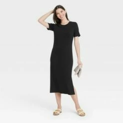 Brand new 😍 Women's Short Sleeve Rib Knit T-Shirt 👗 Dress - A New Day™ ✨ -A New Day Sales 2022 unnamed file 734