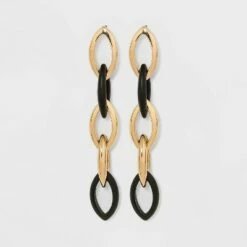 Promo ⭐ Dangle Link Earrings - A New Day™ Black ❤️ -A New Day Sales 2022 unnamed file 763