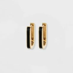 Best deal ✔️ Enamel Square Huggie Hoop Earrings - A New Day™ Black 👏 -A New Day Sales 2022 unnamed file 792