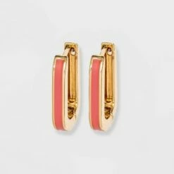 Best deal ✔️ Enamel Square Huggie Hoop Earrings - A New Day™ Black 👏 -A New Day Sales 2022 unnamed file 793