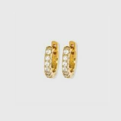 Best deal ✔️ 14K Gold Plated Cubic Zirconia Huggie Hoop Earrings - A New Day™ 🔥 -A New Day Sales 2022 unnamed file 812