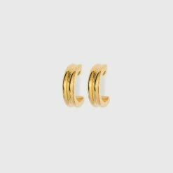 Hot Sale ⭐ 14K Gold Plated Ridge Hoop Earrings - A New Day™ ⌛ -A New Day Sales 2022 unnamed file 815
