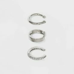 Best deal 😍 Sterling Silver Cubic Zirconia Ear Cuff Set - A New Day™ 🥰