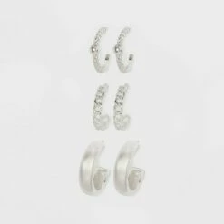 Coupon 💯 Sterling Cubic Zirconia Hoop Drop Earring Set 3pc - A New Day™ ✨ -A New Day Sales 2022 unnamed file 863