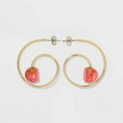 Deals 💯 Swirl Hoop with Bead Earrings - A New Day™ Blue 💯 -A New Day Sales 2022 unnamed file 906