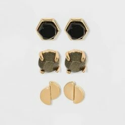 Cheapest 🎁 Silver Plated Semi-Precious Stud Earring Set 3pc - A New Day™ Strawberry And Rose Quartz ✨