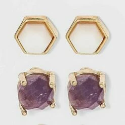 Cheapest 🎁 Silver Plated Semi-Precious Stud Earring Set 3pc - A New Day™ Strawberry And Rose Quartz ✨ -A New Day Sales 2022 unnamed file 927