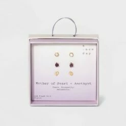 Cheapest 🎁 Silver Plated Semi-Precious Stud Earring Set 3pc - A New Day™ Strawberry And Rose Quartz ✨ -A New Day Sales 2022 unnamed file 928