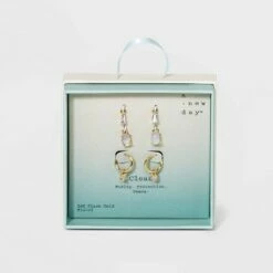 Promo 🛒 Silver Plated Cubic Zirconia Interchangeable Charm Gold Hoop Earrings - A New Day™ Amber 😍 -A New Day Sales 2022 unnamed file 936