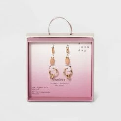 Promo 🛒 Silver Plated Cubic Zirconia Interchangeable Charm Gold Hoop Earrings - A New Day™ Amber 😍 -A New Day Sales 2022 unnamed file 937