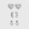 Best reviews of 👏 Sterling Silver Cubic Zirconia Heart and Stacked Stud Earring Set - A New Day™ Silver ❤️ -A New Day Sales 2022 unnamed file 941