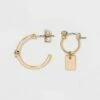 Best deal ✔️ Huggie Charm and Stud Hoop Trio Earrings- A New Day™ Gold 🔥 -A New Day Sales 2022 unnamed file 944