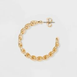 Deals 👍 Frozen Chain Hoop Earrings - A New Day™ Gold 😉