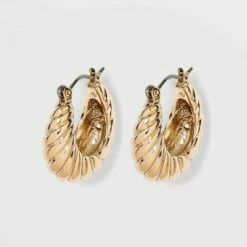 Best Pirce โจ Textured Huggie Hoop Earrings - A New Day™ Gold ๐ฏ