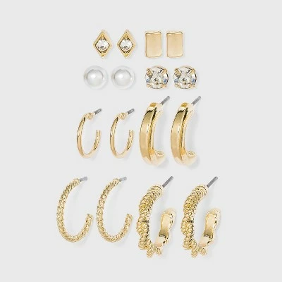 Top 10 ๐ Multi Gold Hoops and Cubic Zirconia Stud Earring Set 8pc - A New Day™ ๐ 4 Top 10 ๐ Multi Gold Hoops and Cubic Zirconia Stud Earring Set 8pc - A New Day™ ๐ - Image 2