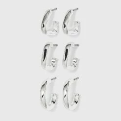 Cheap 🔥 Multi Shape Hoop Trio Earrings - A New Day™ Silver 🔔 -A New Day Sales 2022 unnamed file 975